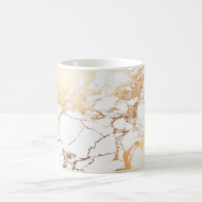 PixDezines WHITE MARBLE+IMITATS GOLD VEINS Kaffeetasse (Mittel)