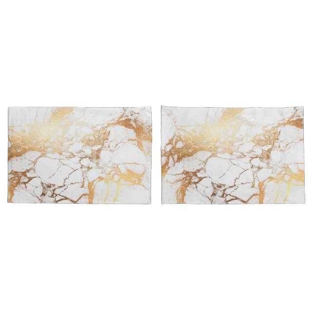 PixDezines WHITE MARBLE+IMITATS GOLD VEINS Kissenbezug (Rückseite-Set)