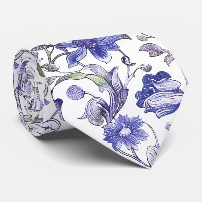 PixDezines William Morris Lila Green Krawatte (Gerollt)