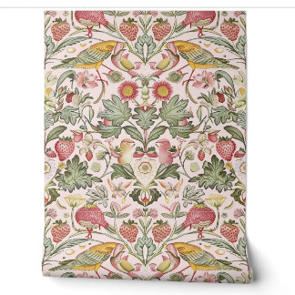 PixDezines William Morris Pink Strawberry Dieb Tapete