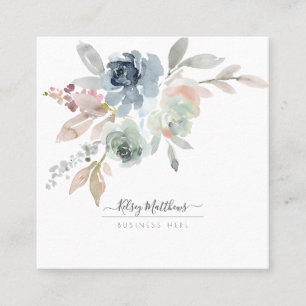 PixDezines Winterfarben Rose, Dusty Blue Quadratische Visitenkarte