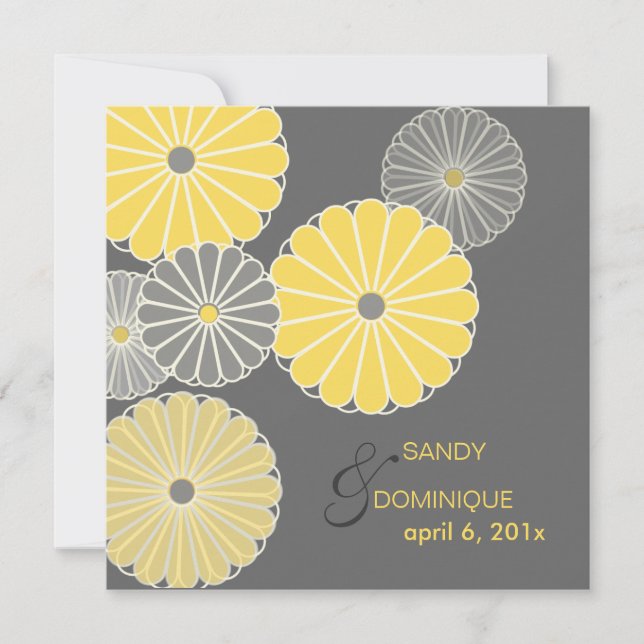 PixDezines Yellow Kiku (Chrysanthemum) Einladung (Vorderseite)