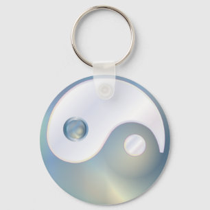 PixDezines yin Yang/Weiß+Imitatgold Schlüsselanhänger