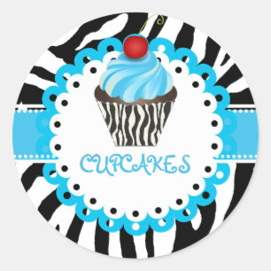 PixDezines zebra+cupcake/DIY Farbe Runder Aufkleber