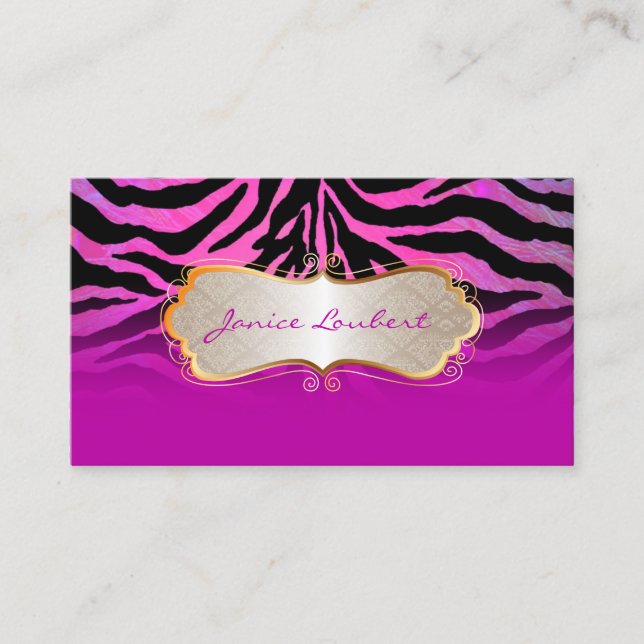 PixDezines-Zebra-Zebra-Zebra-Goldtrimm-Label Visitenkarte (Vorderseite)