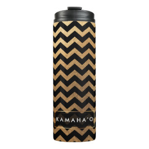 PixDezines Zickzack/Imitat-metallisches Gold Thermosbecher