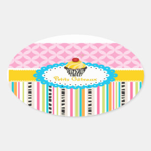 PixDezines Zitronenwirbel-Cupcake/DIY-Farbe Ovaler Aufkleber