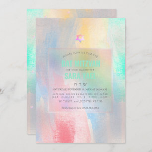 PixDezinesBrushed Cotton Candy Bat Mitzvah Einladung