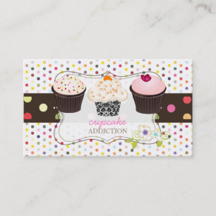 PixDezinesDiy cupcake+polka Punkte Visitenkarte