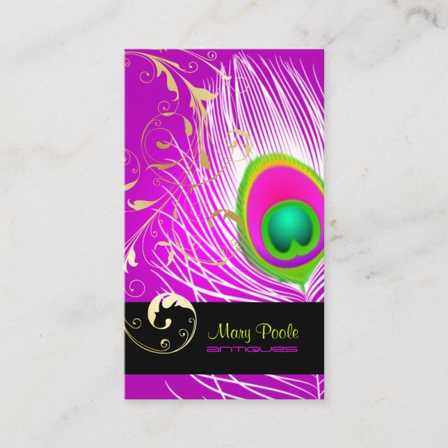 PixDezinesdiy Hintergrund/peacock+filigree Visitenkarte (Vorderseite)
