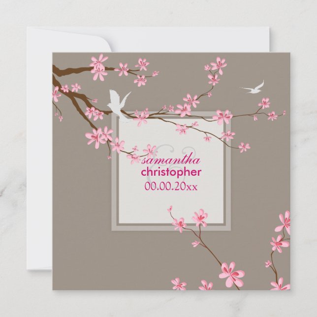 PixDezinesKirschblüte/dunkler Hintergrund Einladung (Vorderseite)