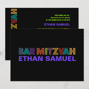 PixDezinesNeon Bar mitzvah Einladung