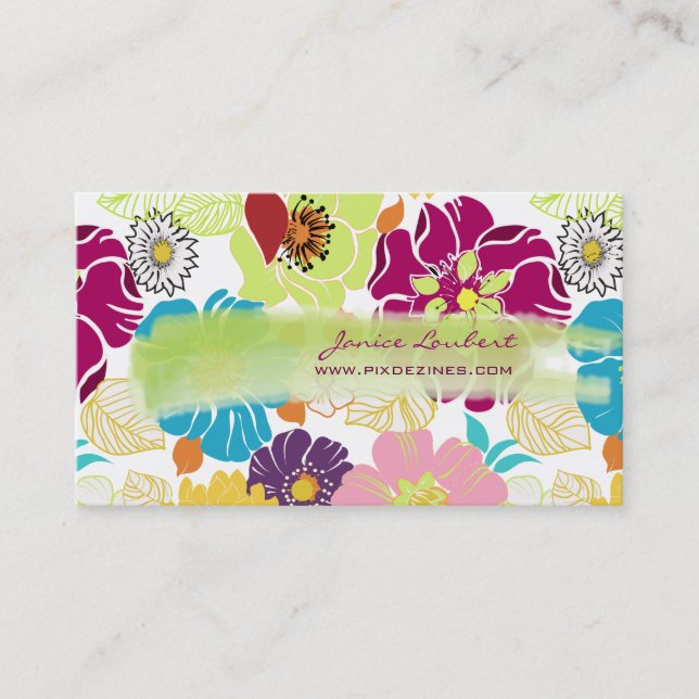 PixDezinesRetrotropische Blume/DIY-Farbton Visitenkarte (Vorderseite)