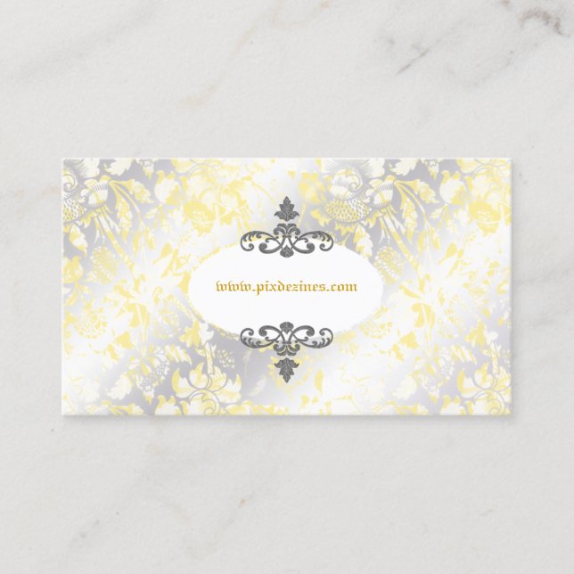 PixDezinves Vintage Rose Gelb+Grau Visitenkarte (Vorderseite)