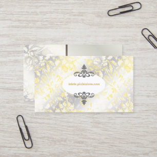 PixDezinves Vintage Rosen Gelb+Grau Visitenkarte