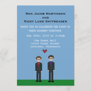 Pixel8bit laden homosexueller Gamer-Bräutigam u. Einladung