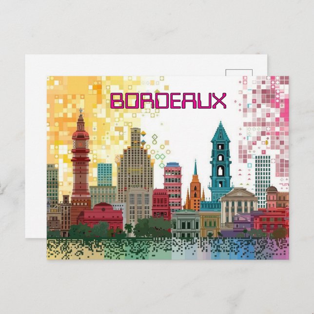Pixel 2D Game Art Bordeaux Postkarte (Vorne/Hinten)