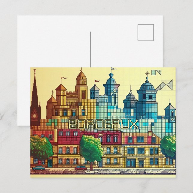 Pixel 2D Game Art Bordeaux Postkarte (Vorne/Hinten)