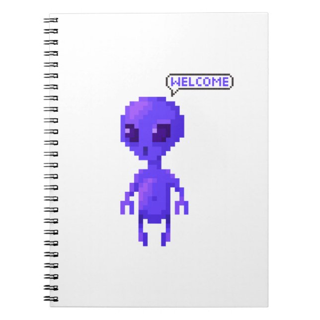 Pixel Alien Willkommen Gamer Notizblock (Vorderseite)
