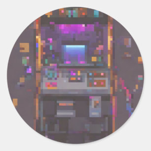 Pixel-Arcade-Konsole-Controller-Gamer-Aufkleber Runder Aufkleber