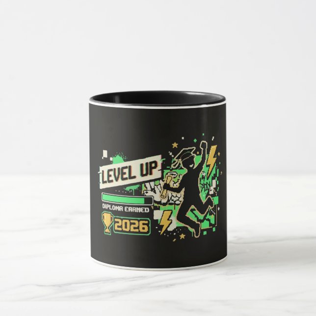 Pixel-Art-Abschluss 2026 Level Up Tasse (Zentrum)