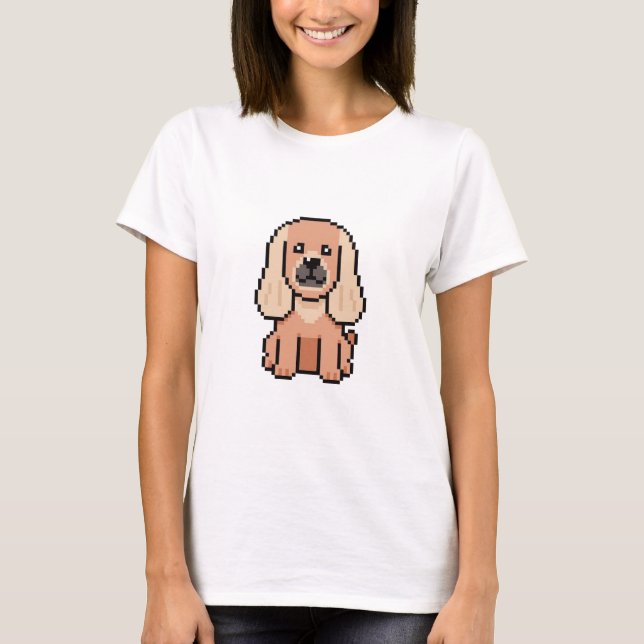 pixel-art-afghan-hound-dog-vektor T-Shirt (Vorderseite)