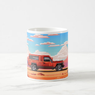 Pixel-Art-Auto in der Wüste Kaffeetasse