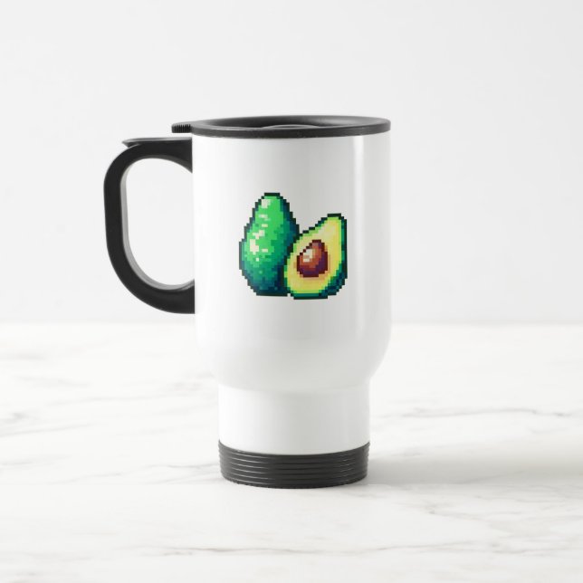 Pixel Art Avocado-Tasse Reisebecher (Links)