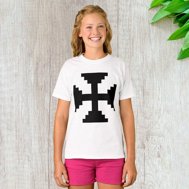 Pixel Art Black Cross Symbol T-Shirt (Von Creator hochgeladen)