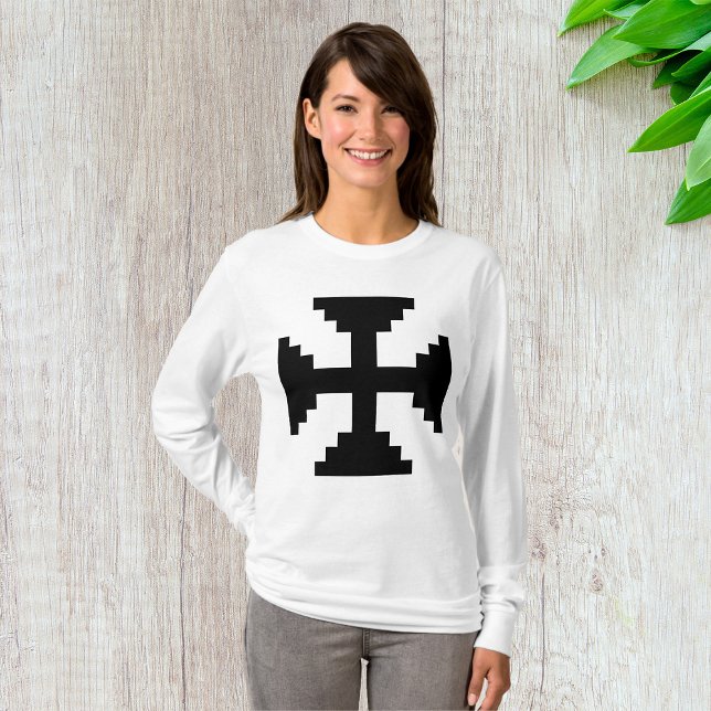 Pixel Art Black Cross Symbol T-Shirt (Von Creator hochgeladen)