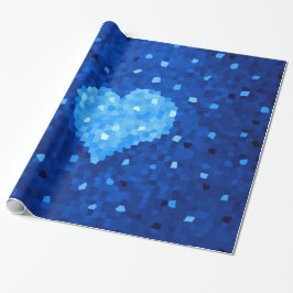 Pixel Art Blue Heart Retro Gamer Liebe Geschenkpapier