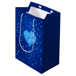 Pixel Art Blue Heart Retro Gamer Liebe Mittlere Geschenktüte