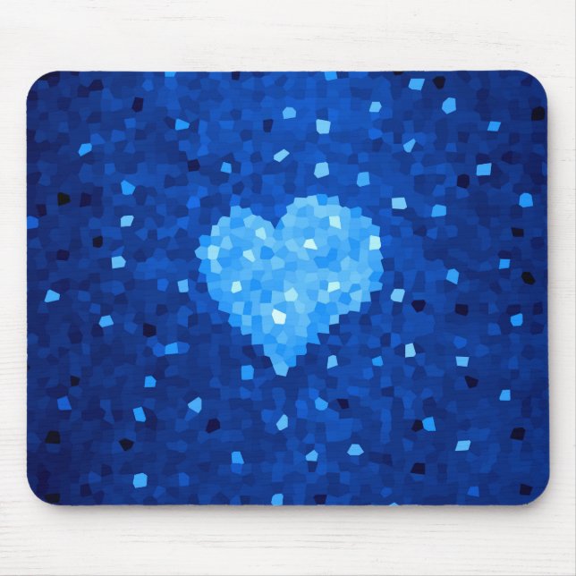 Pixel Art Blue Heart Retro Gamer Liebe Mousepad (Vorne)