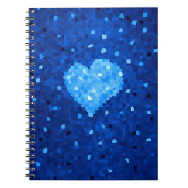 Pixel Art Blue Heart Retro Gamer Liebe Notizblock