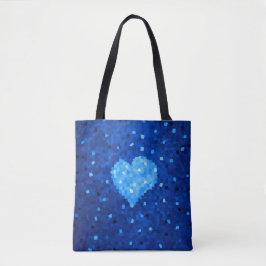 Pixel Art Blue Heart Retro Gamer Liebe Tasche