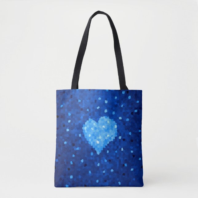 Pixel Art Blue Heart Retro Gamer Liebe Tasche (Vorderseite)
