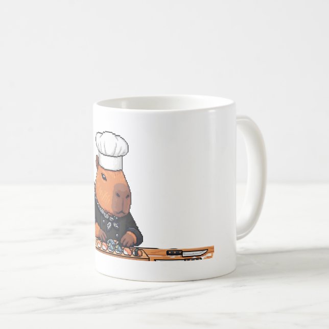 Pixel-Art-Capybara-Chef-Tasse Kaffeetasse (VorderseiteRechts)
