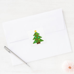 Pixel Art Christmas Tree Quadratischer Aufkleber