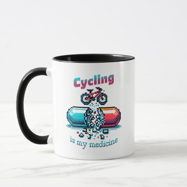 Pixel Art Cycling Mug (Gauche)