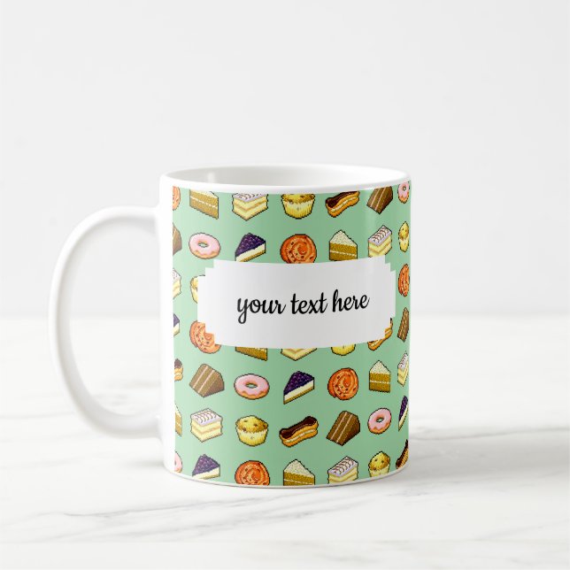 Pixel Art Delicious Cakes Pattiserie Muster Kaffeetasse (Links)