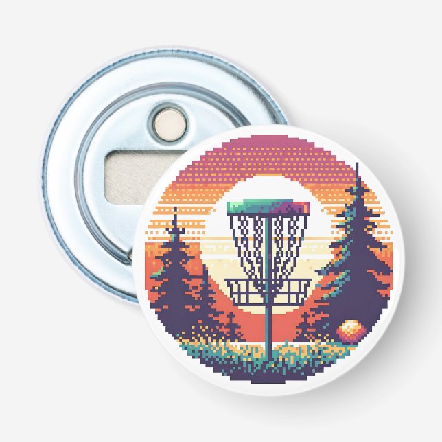 Pixel-Art-Discgolfplatz Flaschenöffner (Vorderseite)