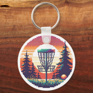 Pixel Art Disk Golf Course Schlüsselanhänger