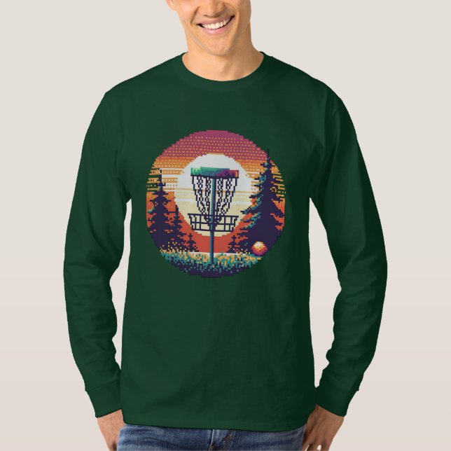 Pixel Art Disk Golf Course T-Shirt (Vorderseite)