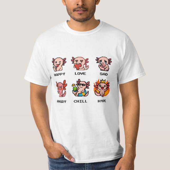 Pixel Art Emotionen Axolotl T - Shirt Collection (Vorderseite)