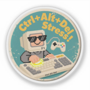 Pixel Art Gamer Rebooting Schlechte Vibes Abzeiche Aufkleber