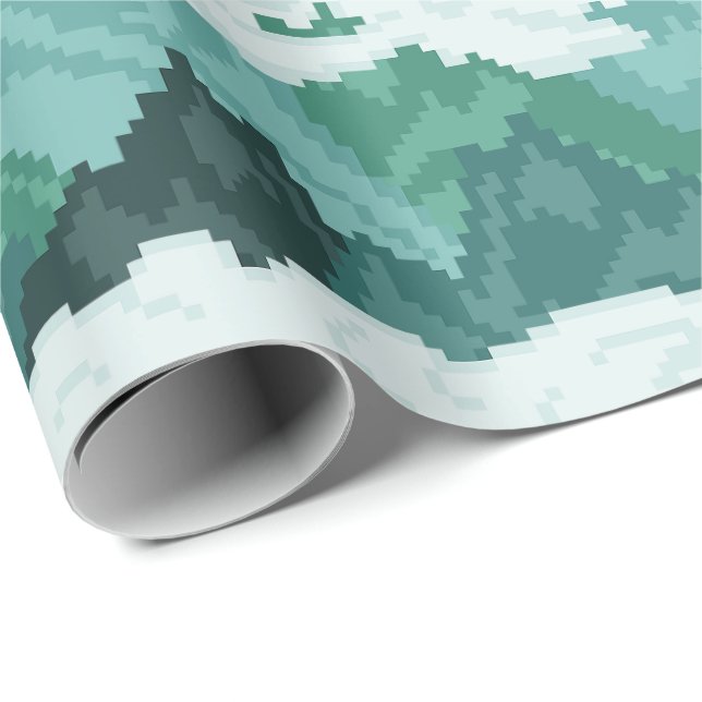 Pixel-Art-Gebirgslandschaftsmuster Geschenkpapier (Rolleneckpunkt)