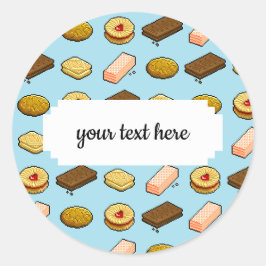 Pixel Art Geschmackhaftes Cookie Biscuit Muster Runder Aufkleber