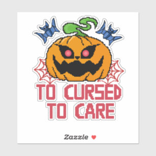 Pixel-Art-Halloween-Kürbisse, Totenköpfe und Flede Aufkleber