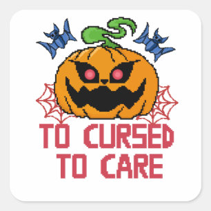 Pixel Art Halloween Pumpkins, Skulls und Fleets Quadratischer Aufkleber