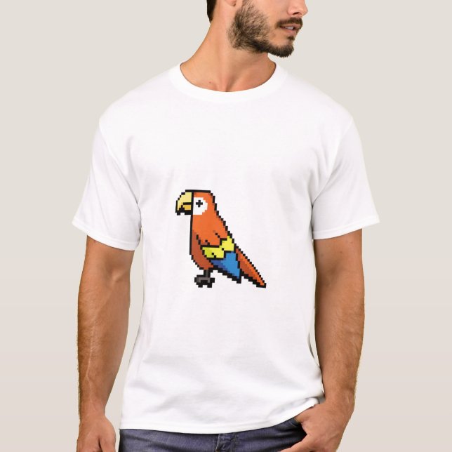 Pixel-Art-Illustration-Papagei-pixeliger Papagei T-Shirt (Vorderseite)